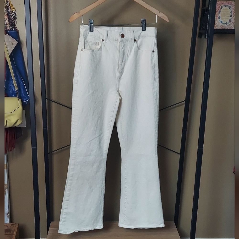 LOFT Cream Flare & Wide Leg Jeans